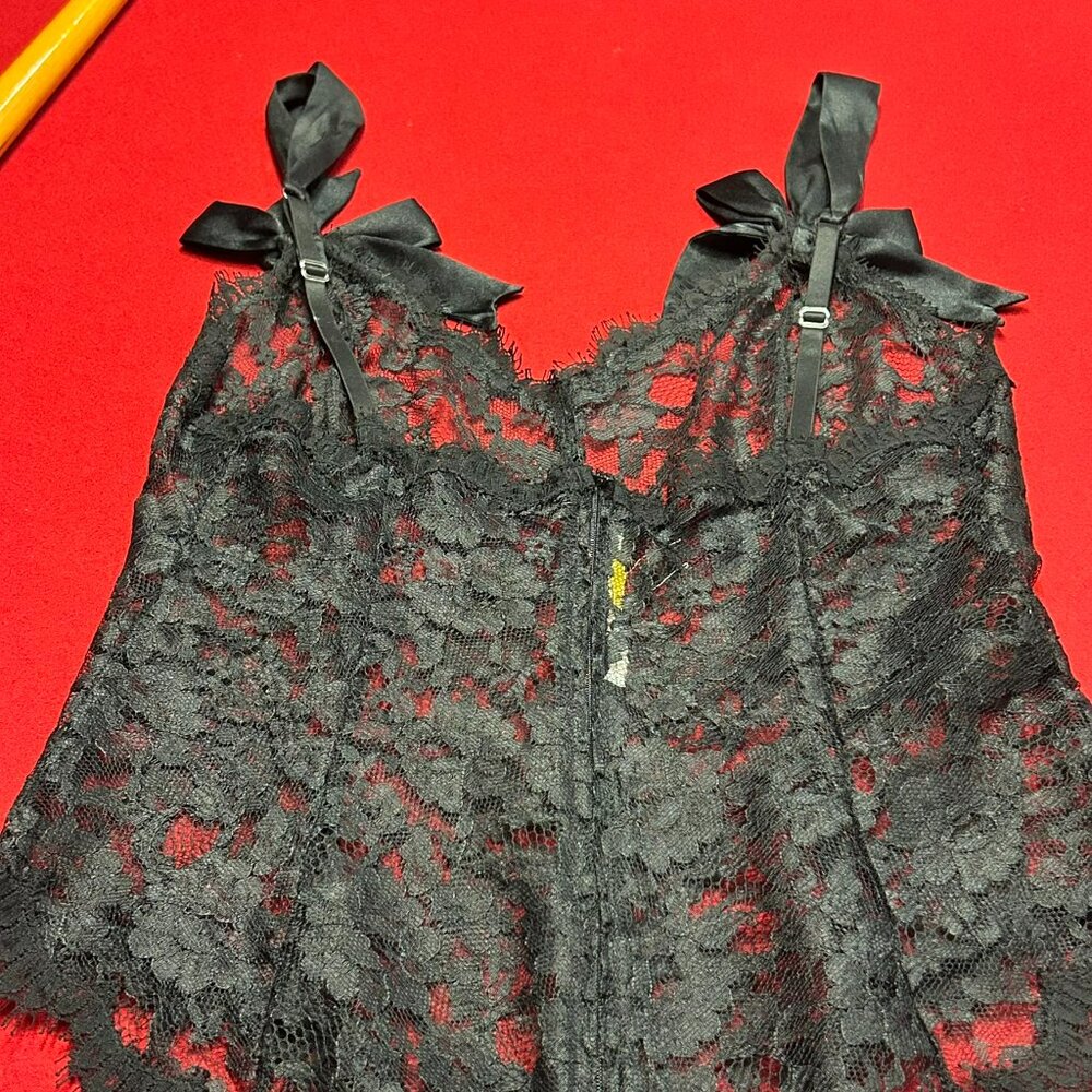 Victoria’s Secret Black Lace Teddy & Robe 2pc Set – M + OS - Picture 8 of 15